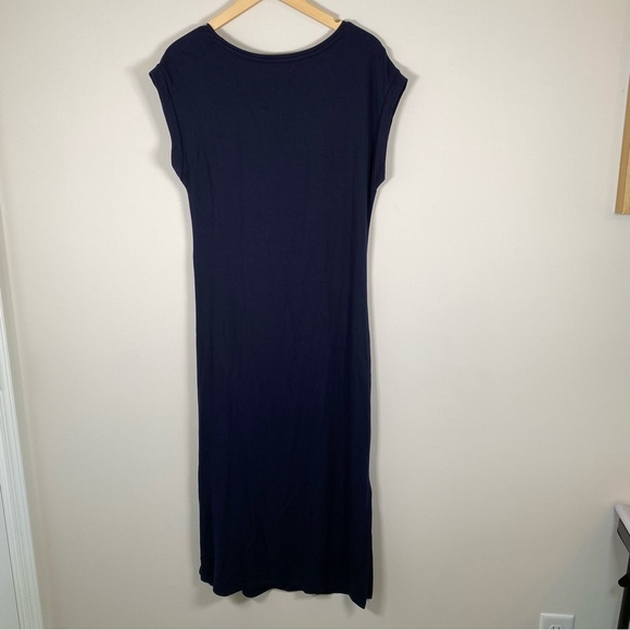 Lou & Gray For LOFT Twist Front T-Shirt Short Sleeve Midi Dress Navy Size Medium - Picture 6 of 6